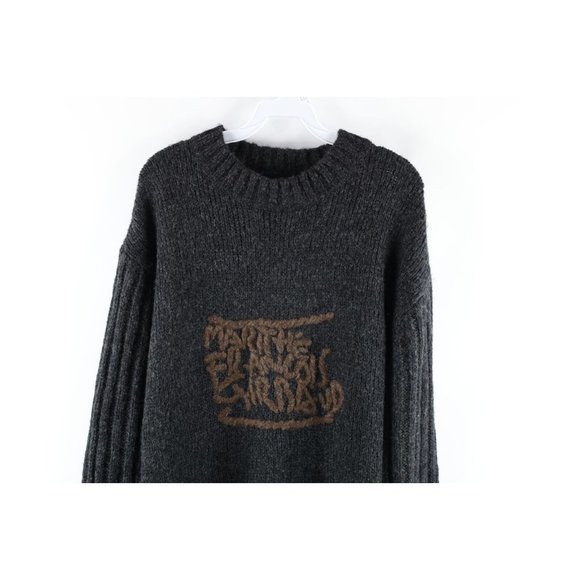 NOS Vtg 90s Marithe Francois Girbaud Mens 2XL Wool Blend Knit Graffiti Sweater - Picture 2 of 10